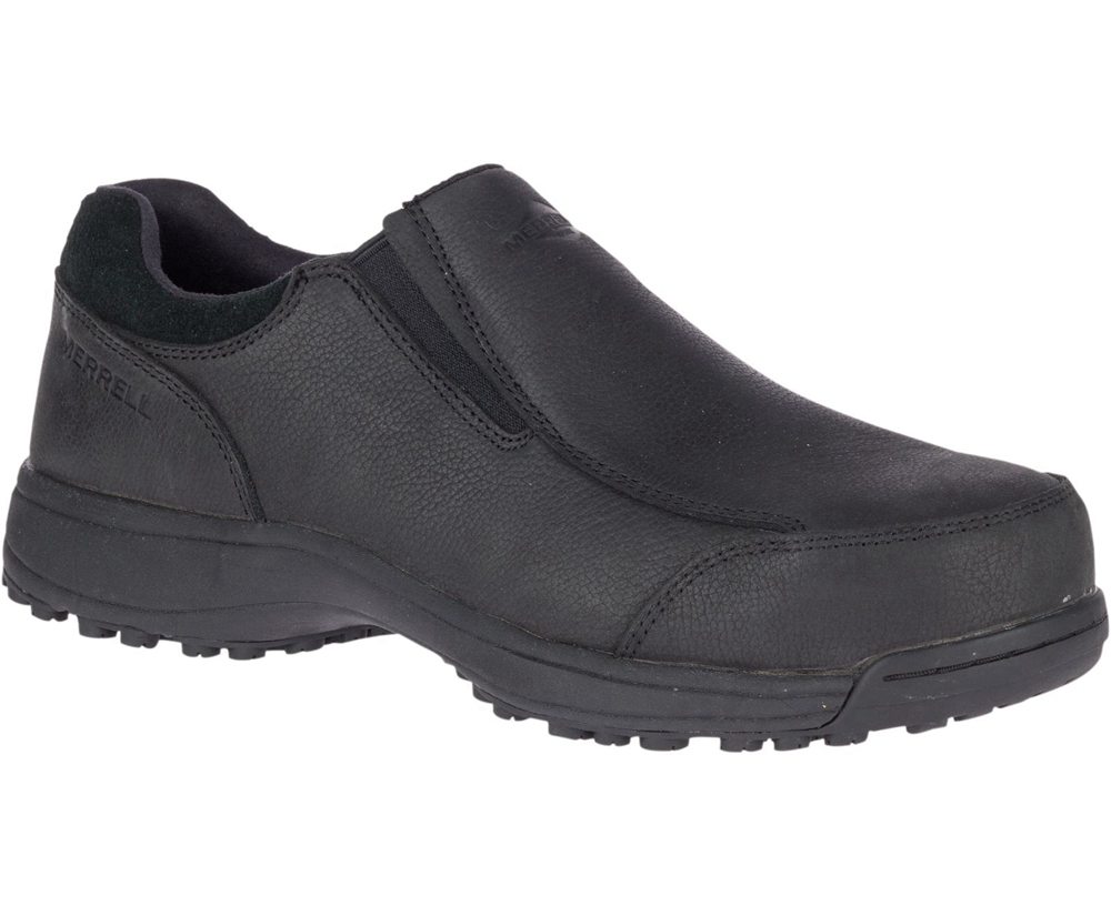 Merrell Slip Ons Męskie Czarne - Sutton Moc Steel Toe - 491362-OZF